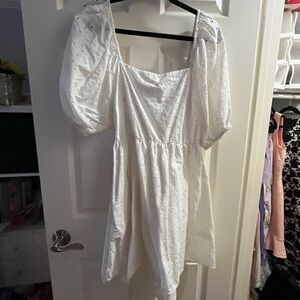 Xhilaration White Eyelet Puff-Sleeve Backless Mini Dress